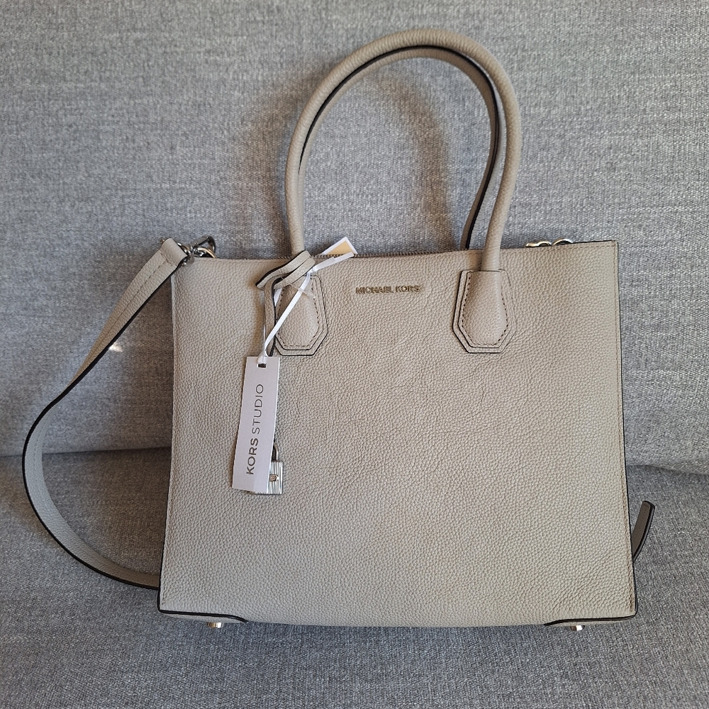 NEW Michael Kors mercer large LG Convertible Tote- Cement grey